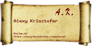 Alexy Krisztofer névjegykártya